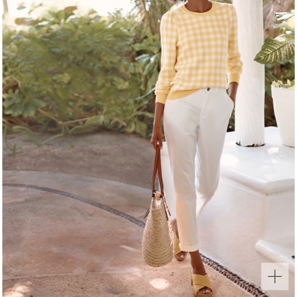 Garnet Hill Cream Straight Leg Pants